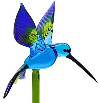 Preview: Pflanzenstecker mit Kolibri (blau-grün-dunkelblau)